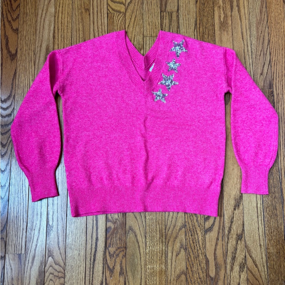LOFT Pink Holiday Themed Sweater Size M